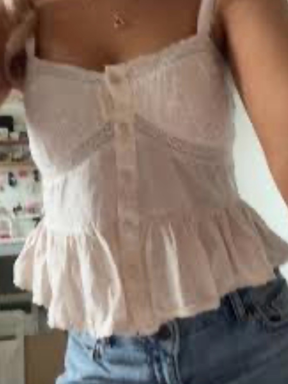 Zara Embroidered Lace Crop Top in Creamy Pink NWOT